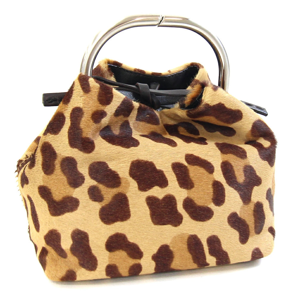 Prada handbag Brown calfskin bag Clutch Leopard